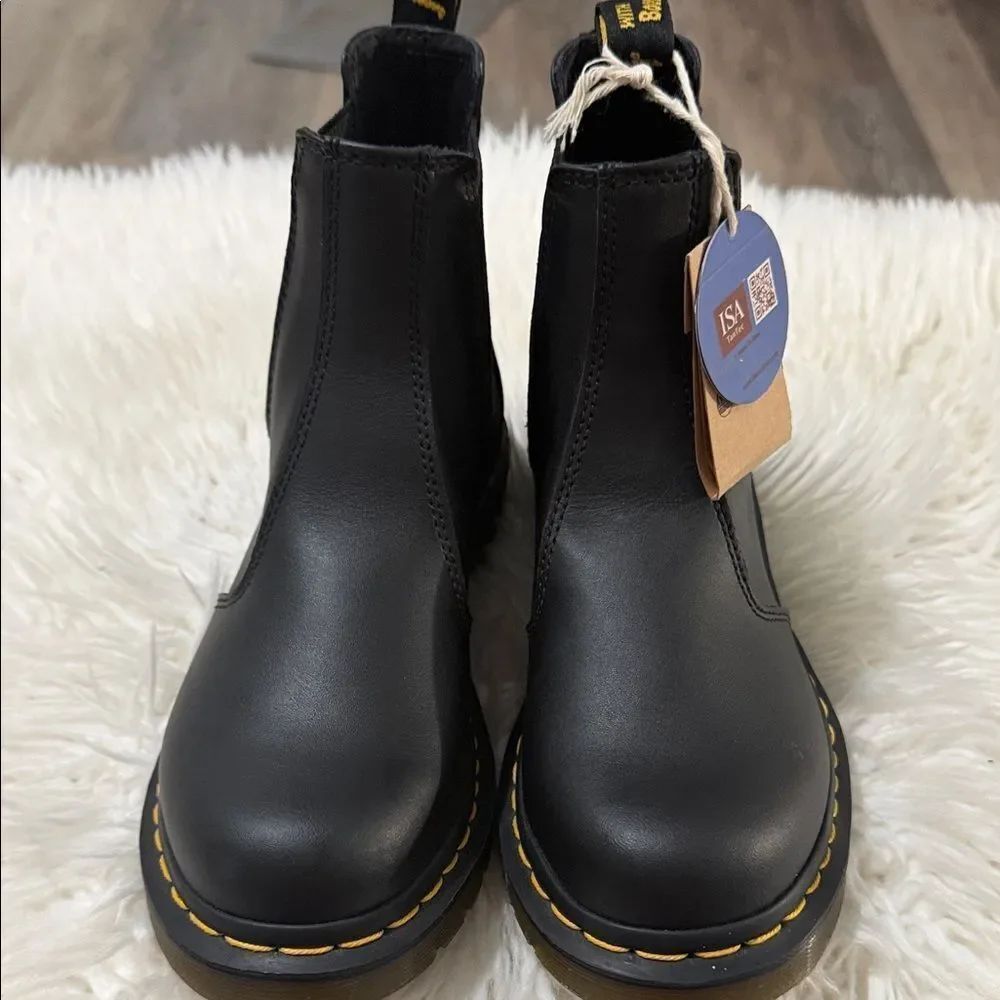 Dr. Martens Black Chelsea Boots with Yellow Accents Size 7 NWOT